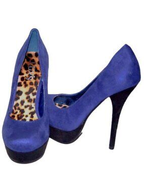 Women's Fashion Faux Suede High Heel Shoes Blue Size 7
